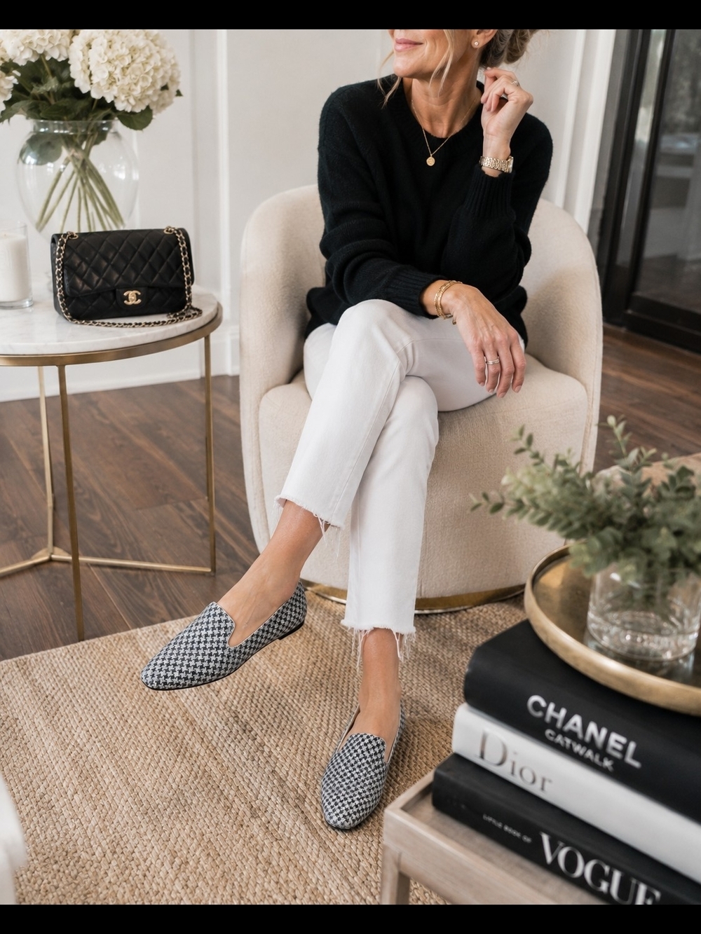 Jimmy Choo London Glitter Houndstooth Smoking Loafers | Metallic Slip-On Flats